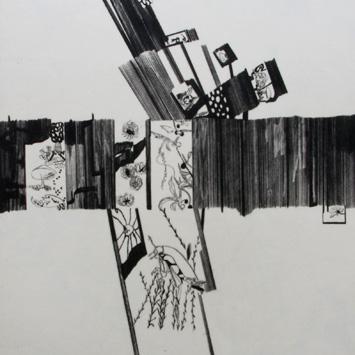 Croix, pointe de diamant sur plexiglas.