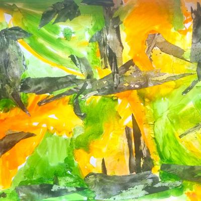 Paysage, encre, 50x65 cm, 2025