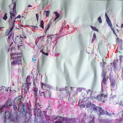 Encres et collage, 64x94 cm, papier Kozo, 2026