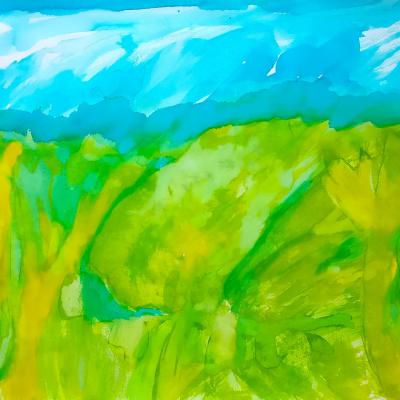 Paysage, encre, 50x65 cm, 2025