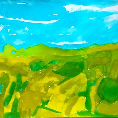 Paysage, encre, 50x65 cm, 2025