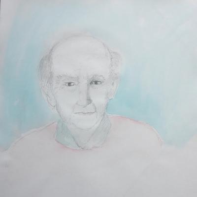 Édouard, technique mixte, 50 x 50 cm, 2023