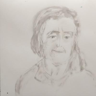 Louise 3, encre sur carton, 50x50 cm, 2024