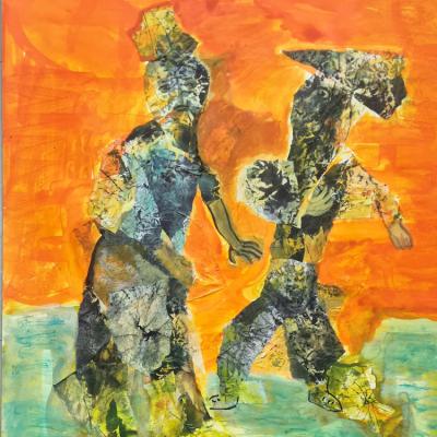 Rencontre 2, technique mixte, 50x65 cm, 2025