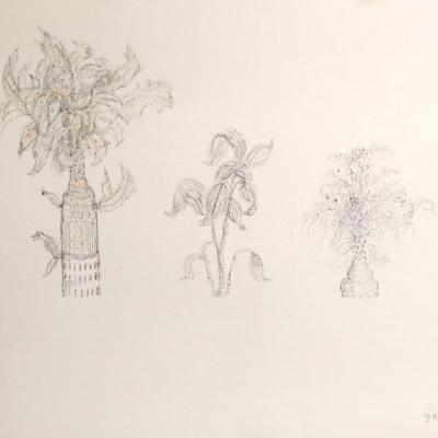 Végétation, technique mixte sur papier, 2024- collection privée