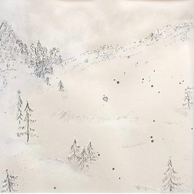 Something 4, technique mixte sur papier aquarelle, 30X30cm, 2024