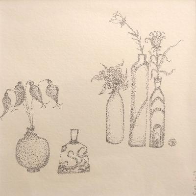 Something 1, technique mixte sur papier aquarelle, 30X30cm, 2024