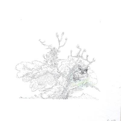 Something 2, technique mixte sur papier aquarelle, 30X30cm, 2024