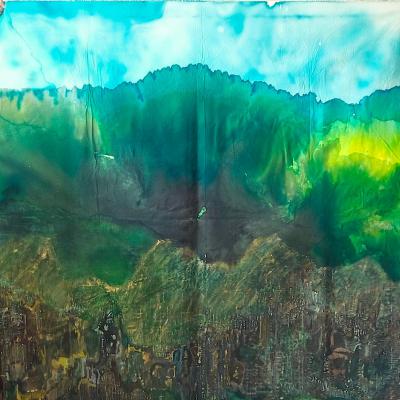 Montagne, encre et acrylique sur toile, 147x140 cm, 2026